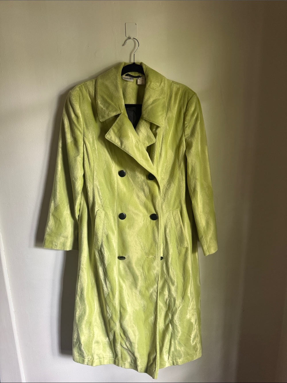 Double-Breasted Lime Green Women's Coat